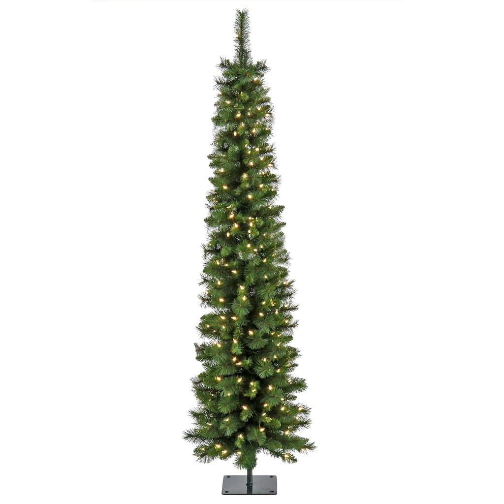 National Tree Company 6 ft. Pre-Lit Nooksack Fir Pencil Slim Tree with LED Lights - 6 Foot