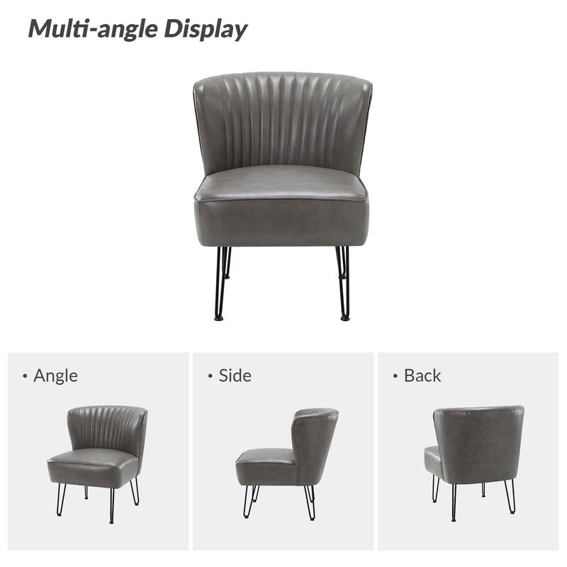Donia Modern Faux Leather Armless Wingback Side Chair with Metal Legs Set of 2 by HULALA HOME