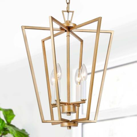 Modern Gold 4-light Geometric Large Pendant Lights Lantern Islands Chandelier - D16.2"x H20"