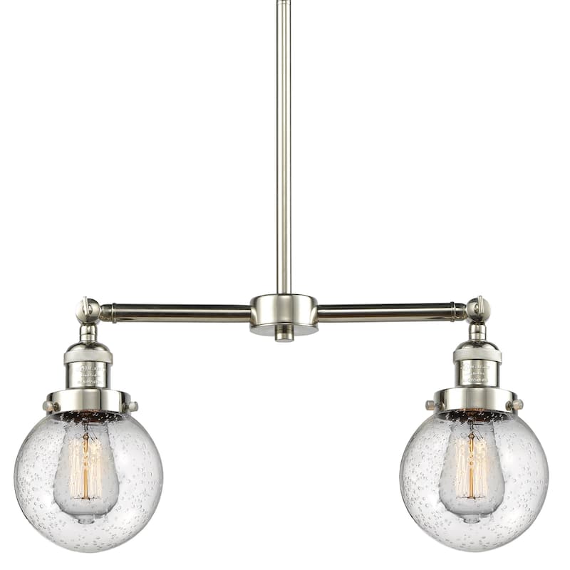 Innovations Lighting Beacon 2 Light 23" Wide Linear Chandelier - Polished Nickel / Seedy Globe