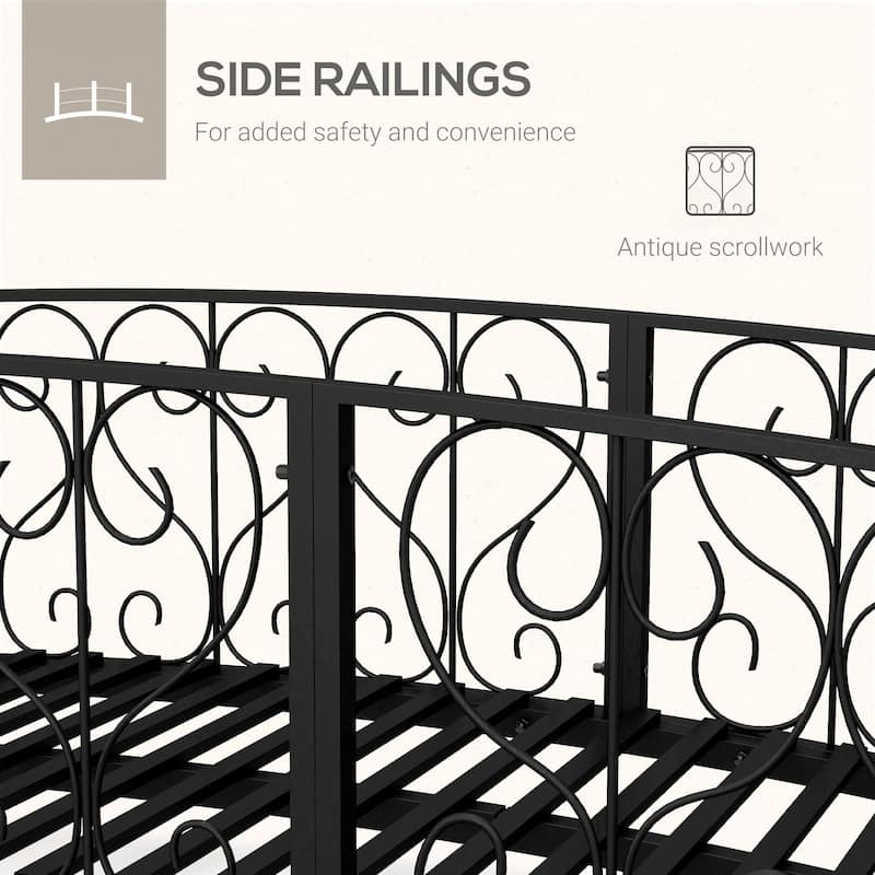 7' Metal Arch Garden Bridge with Safety Siderails
