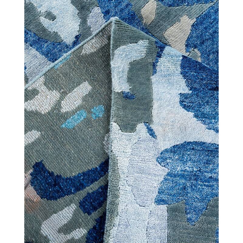 Modern One-of-a-Kind Hand-Knotted Area Rug - Gray, 9' 0" x 11' 10" - 9' 0" x 11' 10"