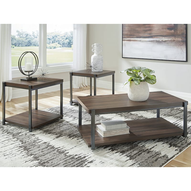 Signature Design by Ashley Trindwick Brown/Gray Table (Set of 3) - 47.25" W x 25.13" D x 18.13" H
