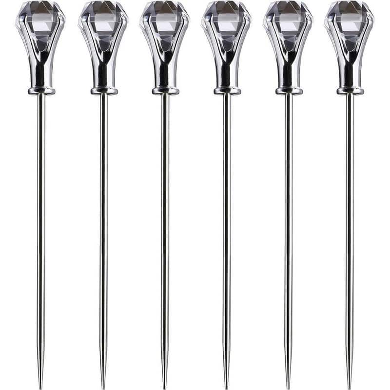 Prodyne DM-6 Diamond Head Martini Picks Acrylic And And Stainless Steel
