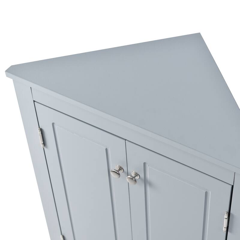 Blue Triangle Bathroom Storage Cabinet with Adjustable Shelves, Freestanding Floor Cabinet for Home Kitchen