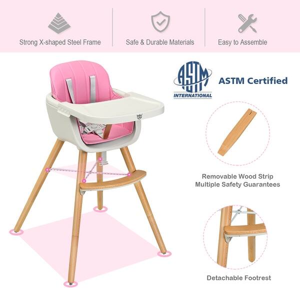 Shop Babyjoy 3 In 1 Convertible Wooden High Chair Baby Toddler Highchair W On Sale Overstock 28904020