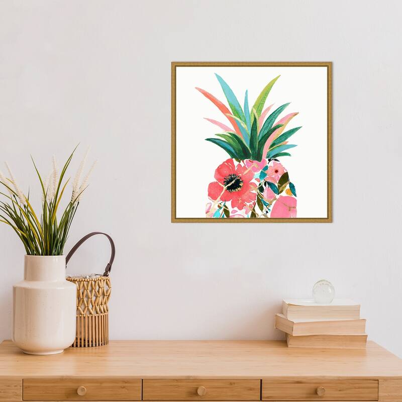 Pina Colada (Floral Pineapple) by Eva Watts Framed Canvas Art