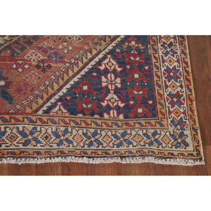 Tribal Bakhtiari Vintage Persian Area Rug Hand-Knotted Wool Carpet - 5'1" x 9'11"