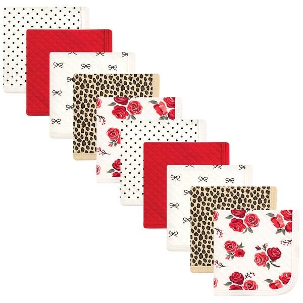 slide 1 of 1, Hudson Baby Infant Girl Quilted Cotton Washcloths, Rose Leopard, One Size - Rose Leopard - One Size One Size - Rose Leopard