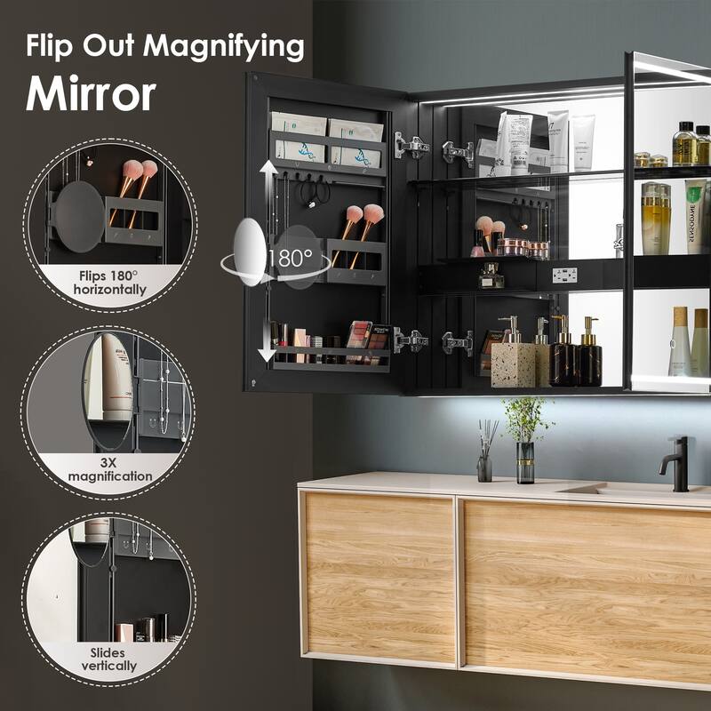 Hesili Rectangular Frameless LED Lighted Bathroom Mirror Medicine Cabinet