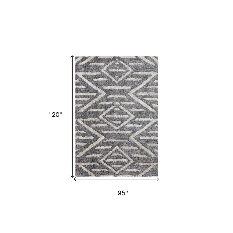 Wegal Power Loomed Geometric Modern Stain Resistant Soft Durable Area Rug By HomeRoots - 8' x 10'