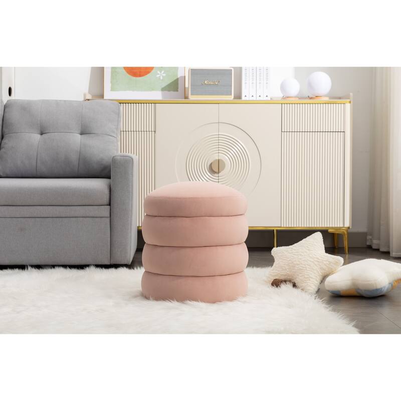 Velvet Round Ottoman Footrest Stool