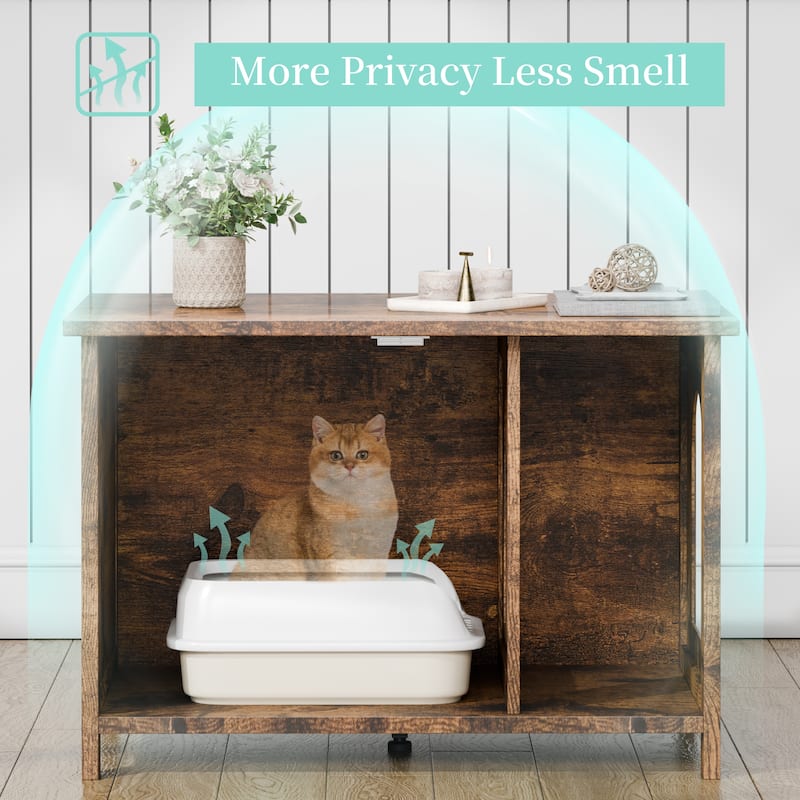 Modern Cat Cage Cabinet with Litter Box Enclosure, Multi-Functional Pet Furniture