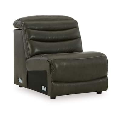 Winona Modular Armless Accent Chair, Tufted Dark Gray Faux Leather
