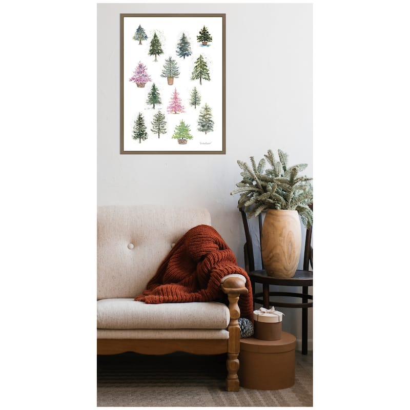 Kate and Laurel Framed Canvas 12 Tiny Holiday Trees by Patricia Shaw