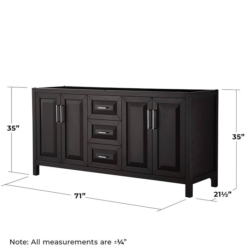 Wyndham Collection Daria 71" Double Free Standing Vanity Cabinet -