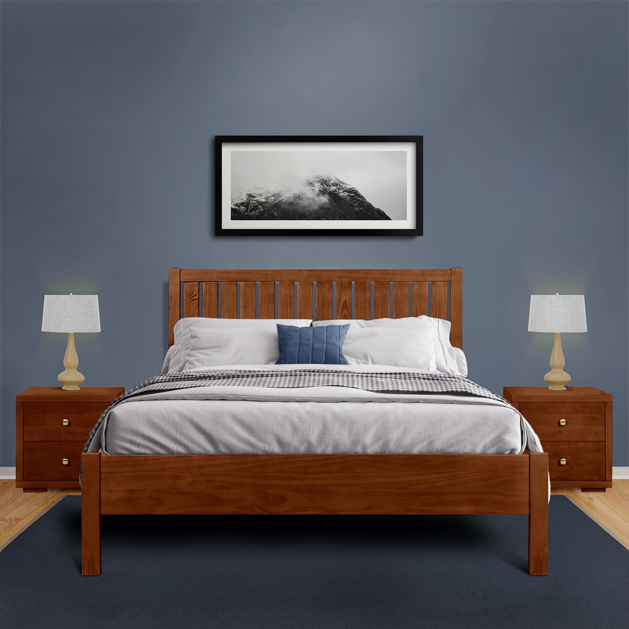 Graham Wooden Platform Bed with Slatted Headboard On Sale Bed