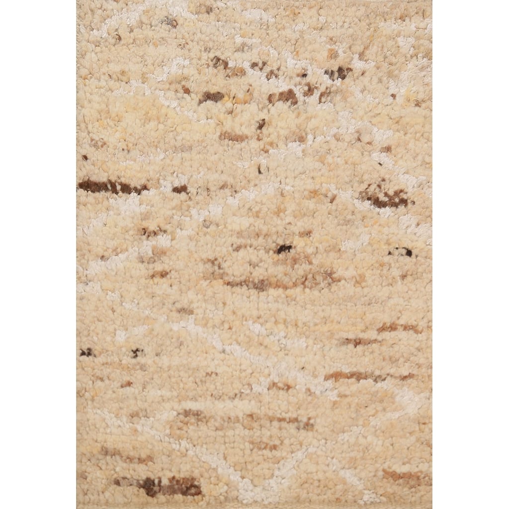 Abstract Moroccan Indian Foyer Rug Hand-Knotted Wool Carpet - 2'0"x 3'0"