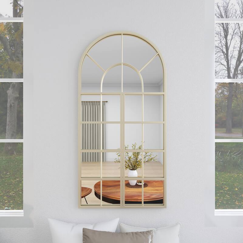 Black, Copper or Brown Metal Window Pane Inspired Grid Room Wall Mirror