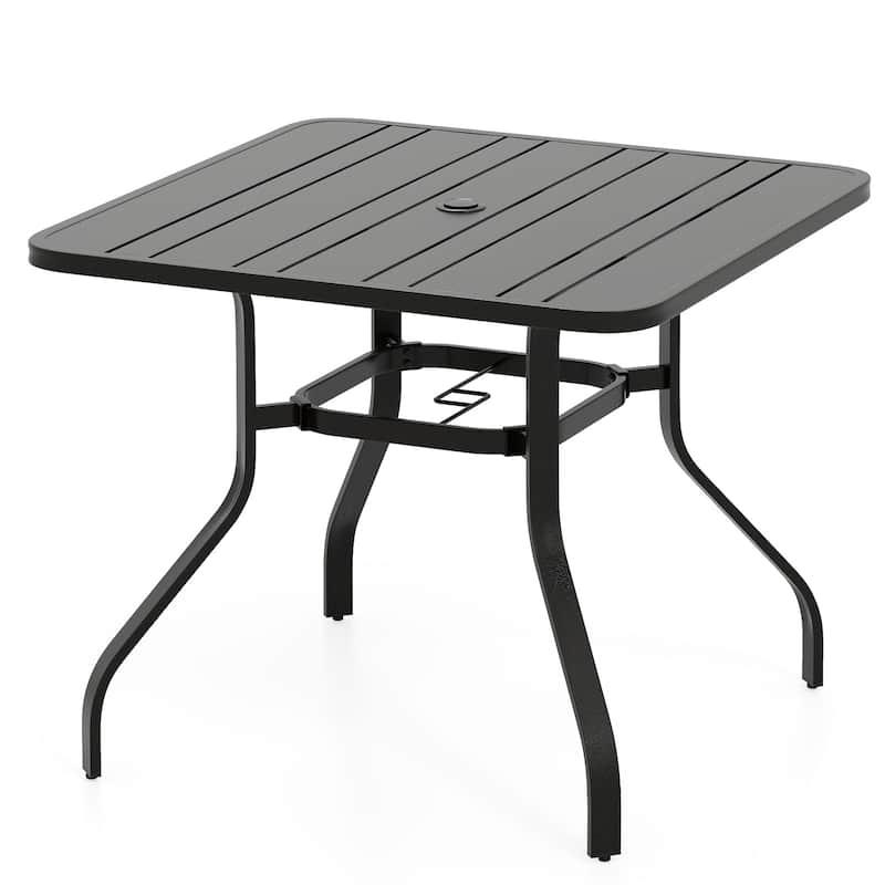 Gymax Outdoor Dining Table for 4 37 Inches Square Patio Bistro Dining - Black