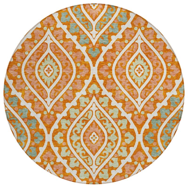 Machine Washable Indoor/ Outdoor Chantille Ttransitional Medallion Rug