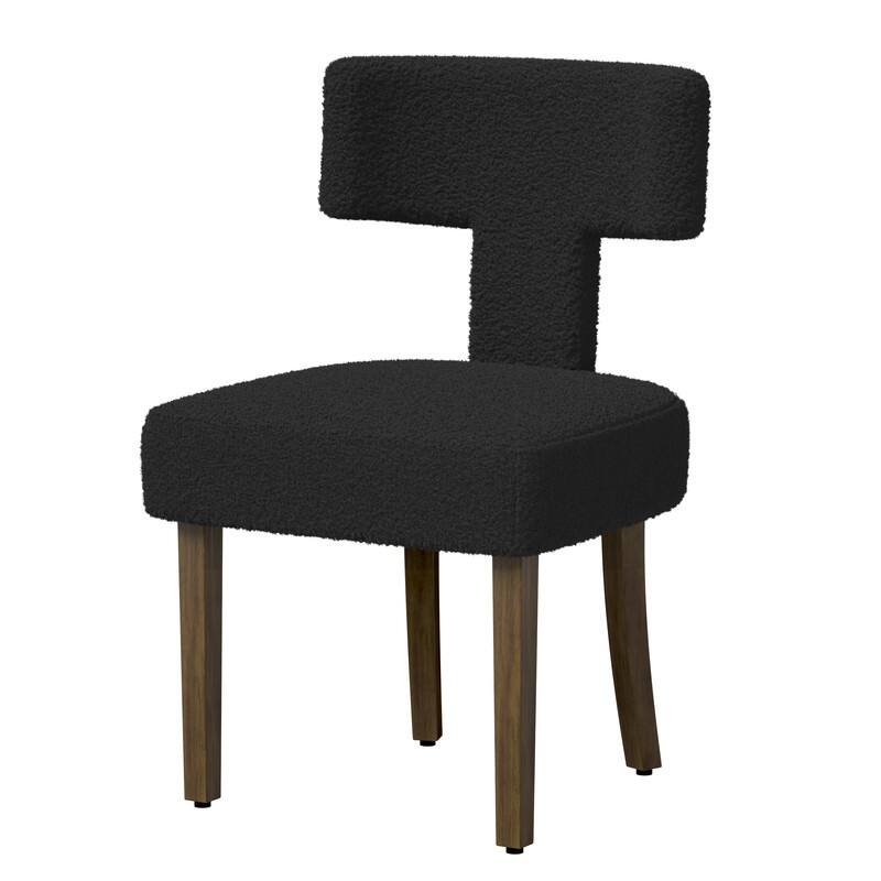 Dining Chairs Boucle Fabric Lamb Upholstered T-Shape (Set of 2)