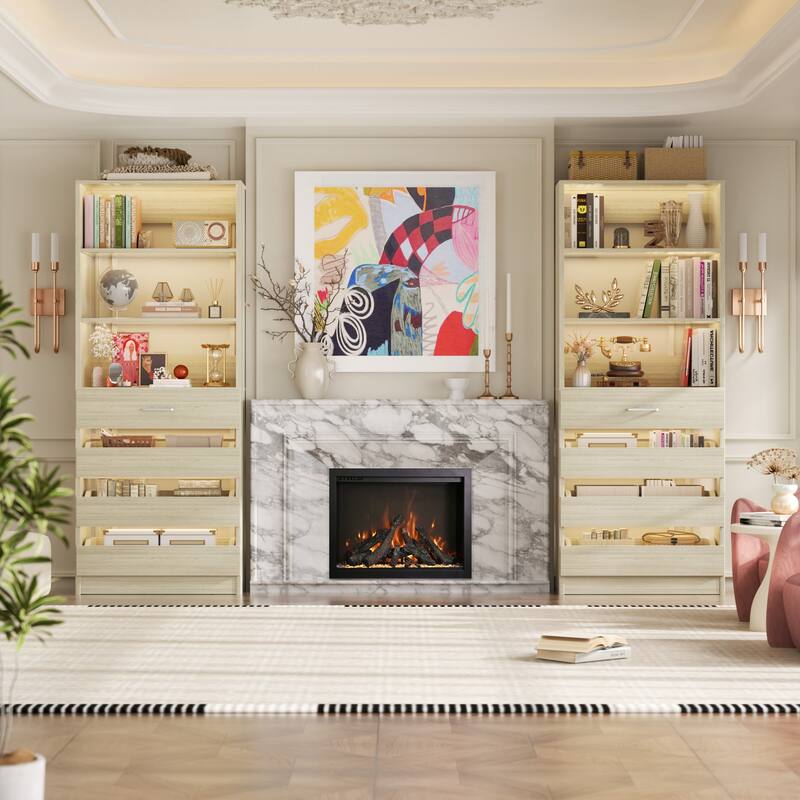 21.3'' W Closet System with 4 Wooden Drawers, 1.78FT Walk-in Closet Organizer Wardrobe with Adjustable Open Shelves