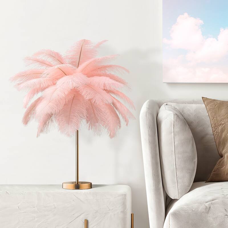 Feather Tripod Table Lamp With LED Bulbs