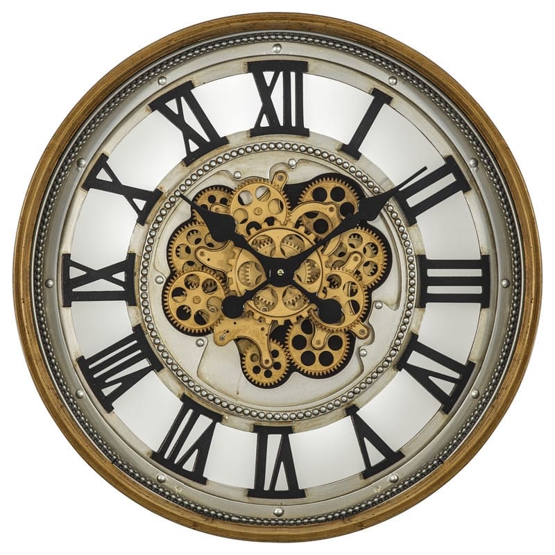 Gold Gear Clock 23"D with Open Moving Gears