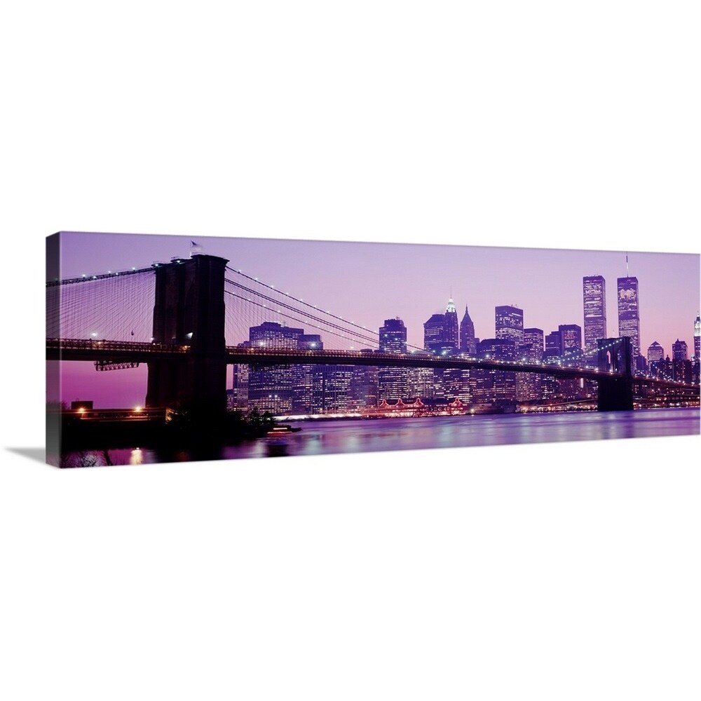 LARGE MULTI PANEL PURPLE NEW YORK SPLIT CANVAS ART PICTURE BROOKLYN BRIDGE 100cm