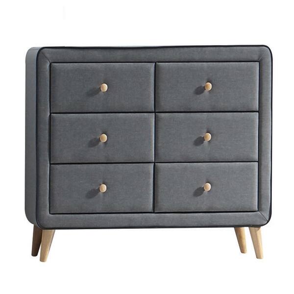 Light Grey Upholstered 6-drawer Double Dresser - Bed Bath & Beyond -  41405238