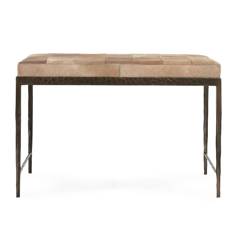 Classic Home Achen Leather Hide Ottoman Bench
