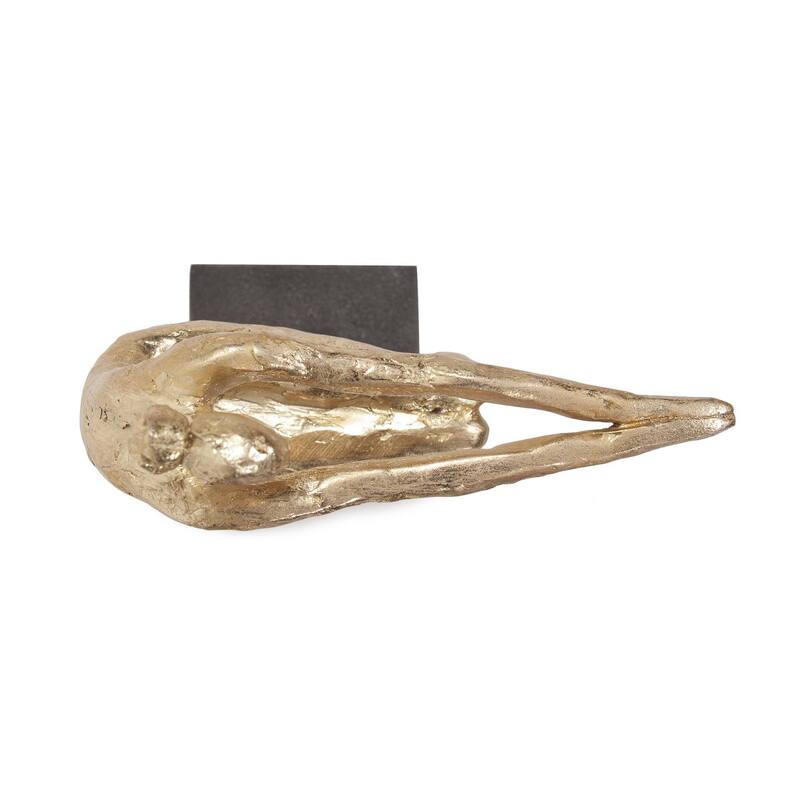 Allan Andrews Gold Resin Utkatasana Yoga Pose Sculpture on Graphite Base - 13.75"H x 3.25"W x 6.5"D