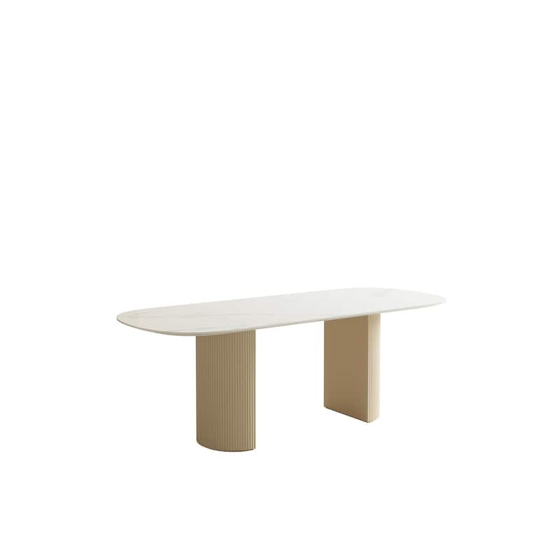 Lesly Modern Oval White 55.11 in. Dining Table (4 Seats) - 55.11"D×31.49"W×29.52"H