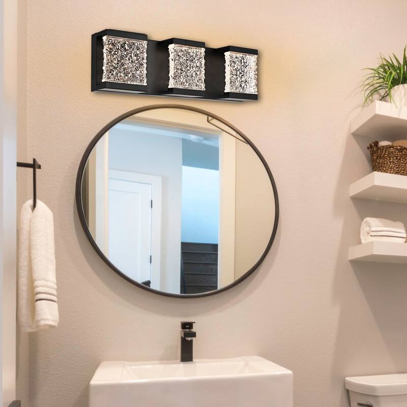 15" 3-Light LED Vanity Light with Crystal Glass