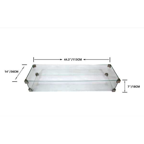 Elementi Outdoor Granville Fire Pit Rectangle Wind Screen 43 x 13"