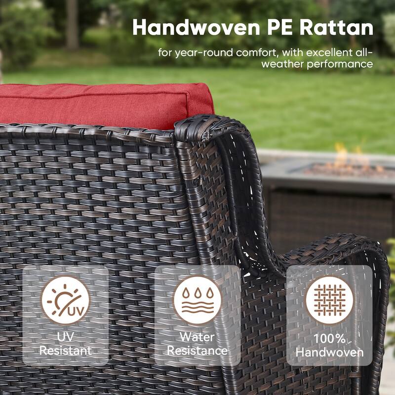 Pocassy Outdoor Wicker Glider Swivel Club Chairs (Set of 2) - Mix Grey