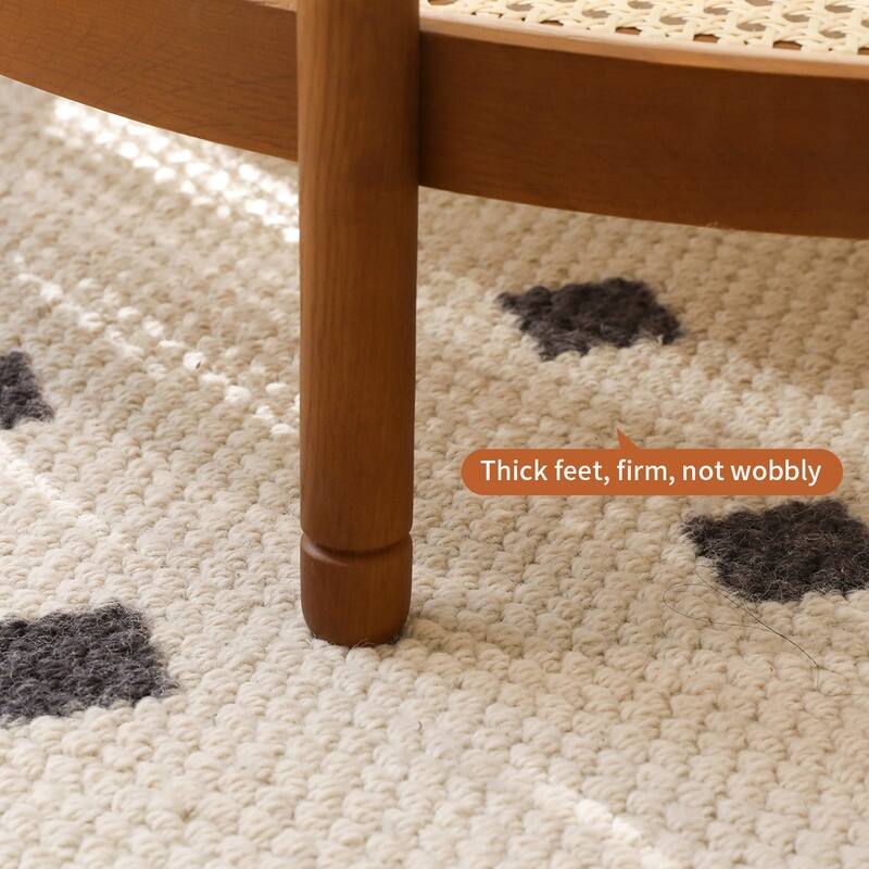 2-Piece Modern Farmhouse Round Coffee Table Set, Configurable Solid Wood Side Tables for Living Room, Bedroom