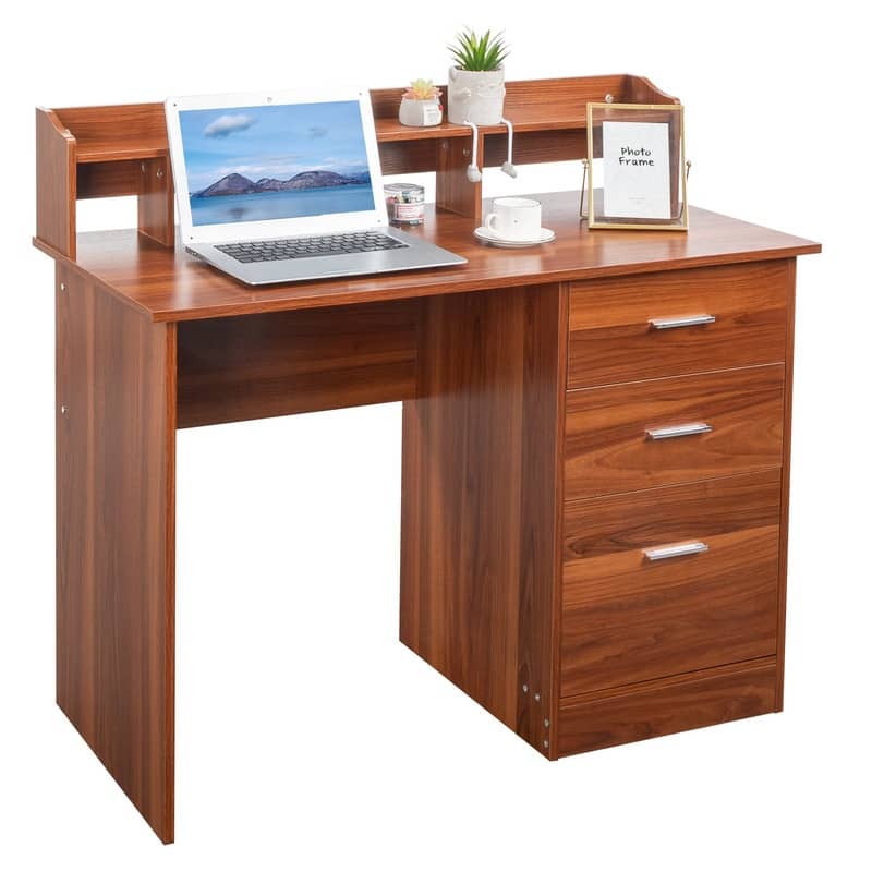 43.31" 3 Drawers Wooden Computer Desk with Letter File Cabinet