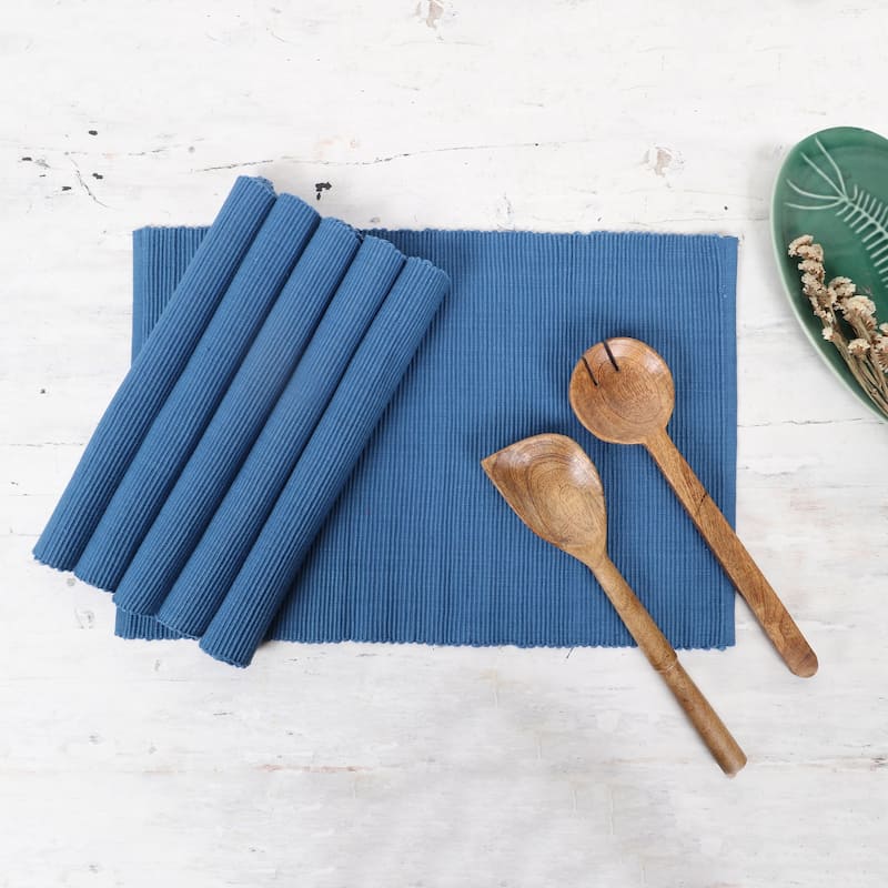Novica Handmade Blue Elegance Cotton Placemats (Set Of 6)