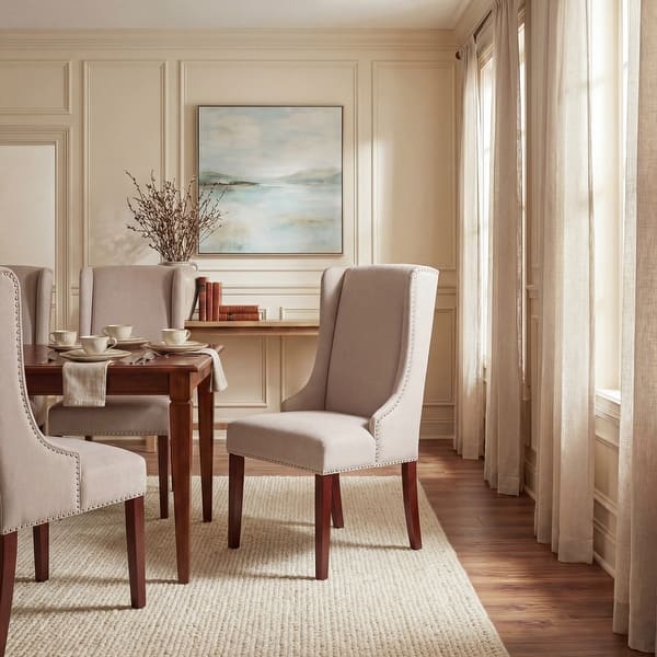 slide 2 of 15, SAFAVIEH Dining Noho Beige Linen Dining Chairs (Set of 2) - 26" W x 22" D x 40" H Set of 2 - Taupe