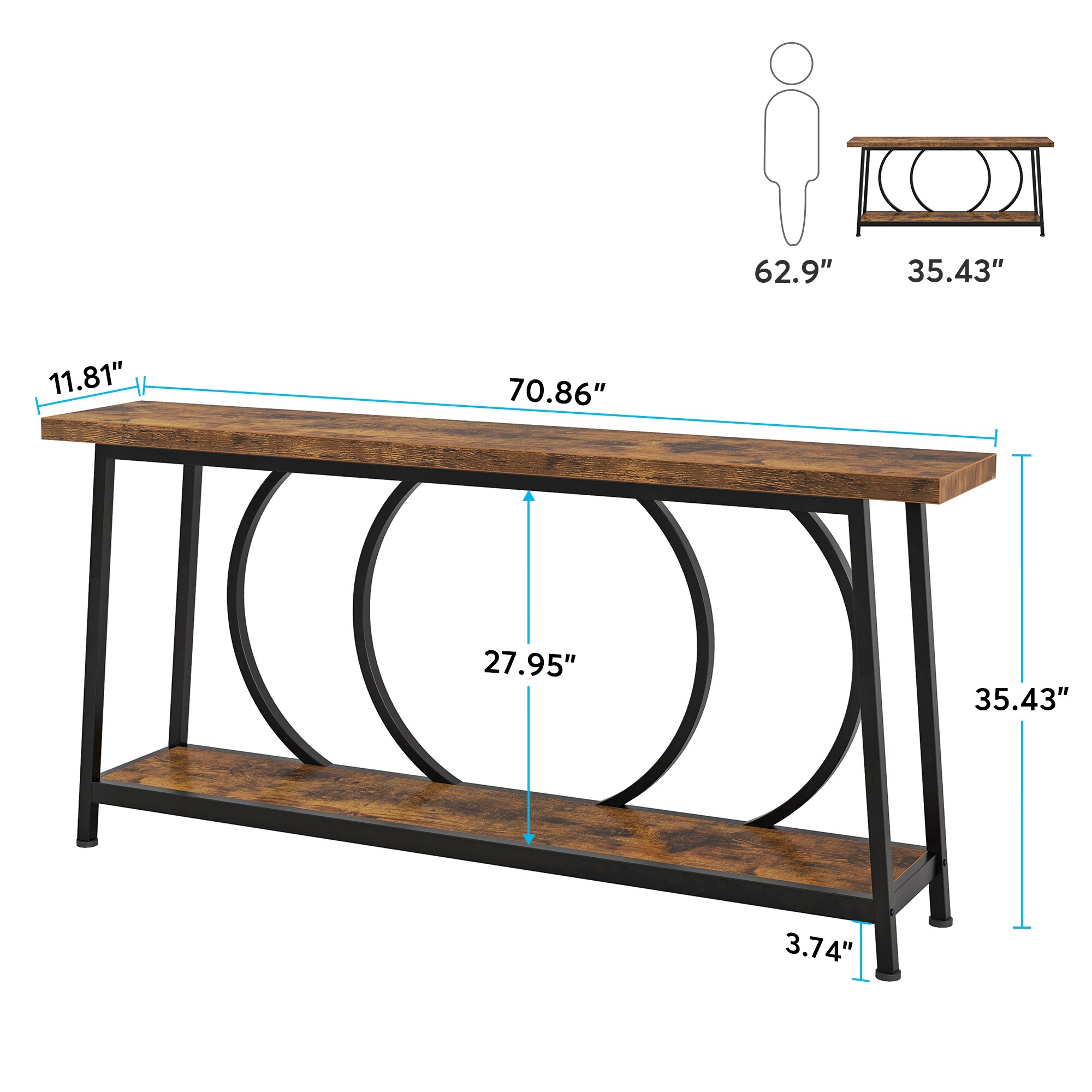 70.9 Inch Extra Long Narrow Console Table with Storage for