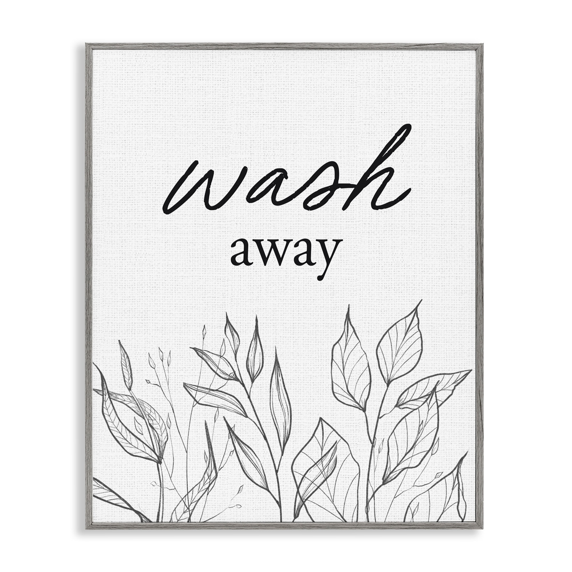 Stupell Minimalist Leaves Wash Away Framed Giclee Art Design By Lettered and Lined