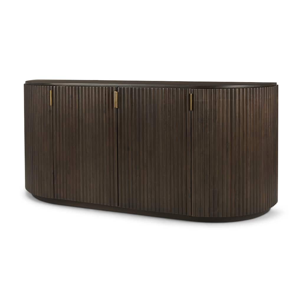 Terra Dark Brown Solid Wood Fluted Sideboard