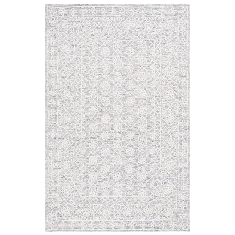 SAFAVIEH Handmade Ebony Verdi Modern Wool Rug - 5' x 8' - Grey/Ivory