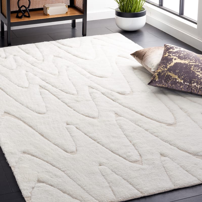 SAFAVIEH Handmade Manhattan Alberdine Modern Wool Rug - 8' x 10' - Ivory/Beige