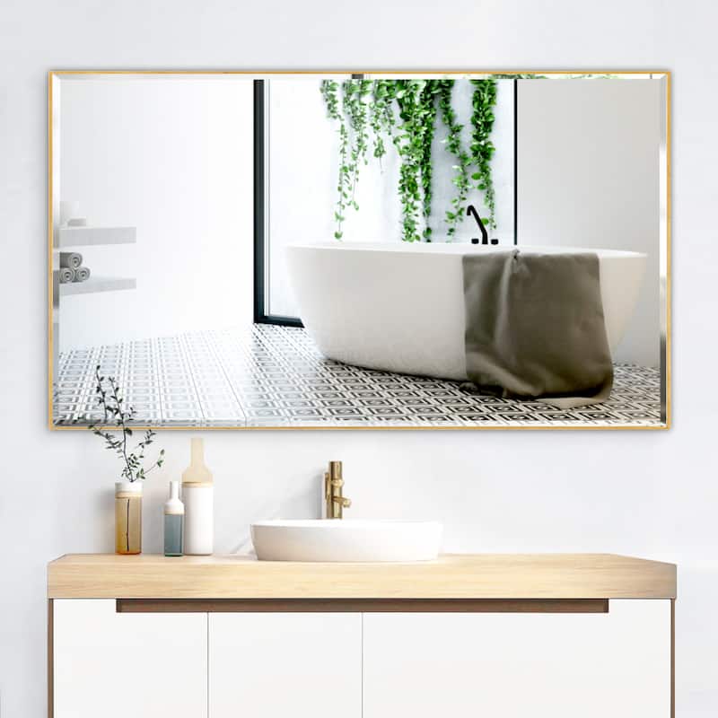 Rectangle Metal Framed Beveled Edge Bathroom Vanity Mirror