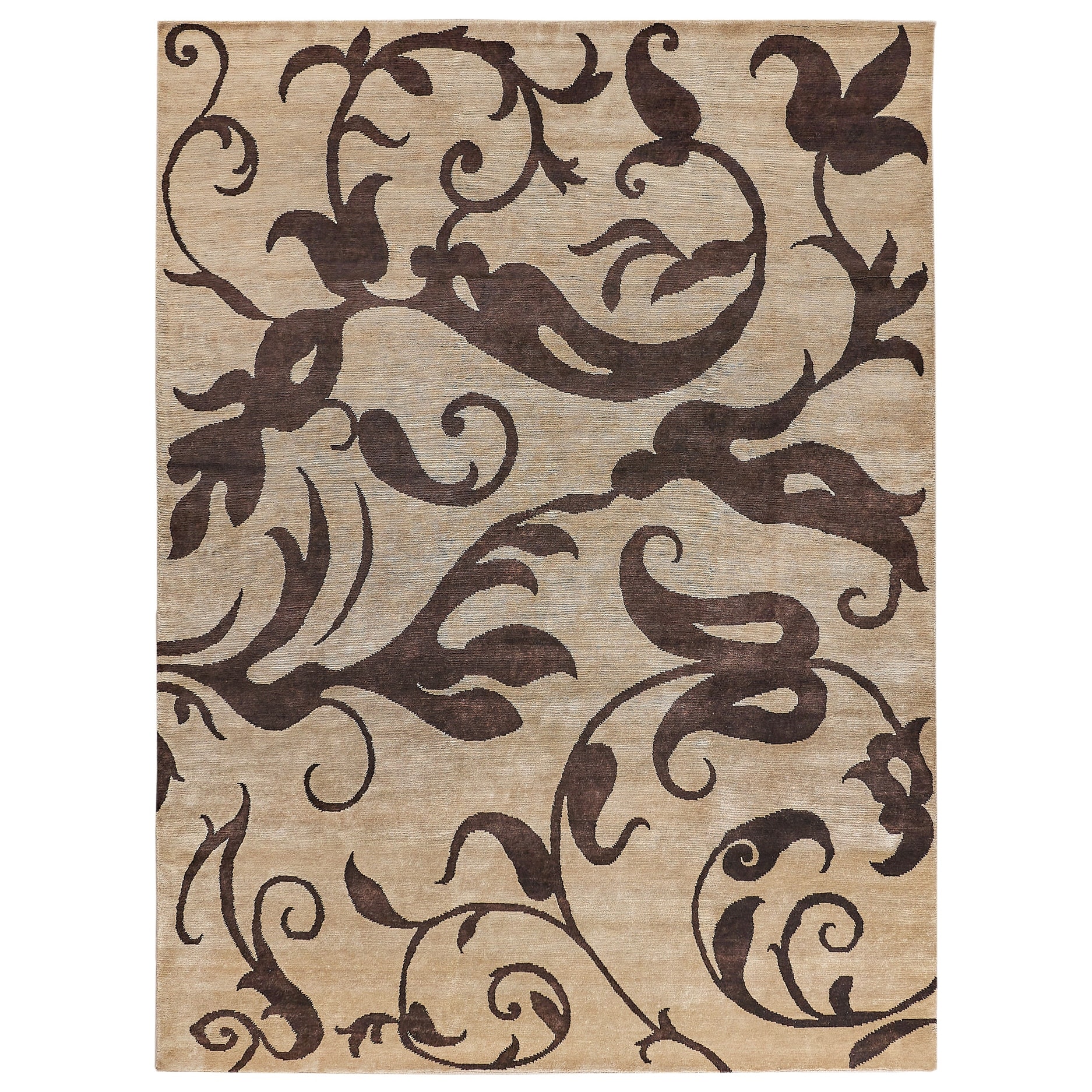 Metro hand-knotted Wool/Viscose Beige/Brown Area Rug