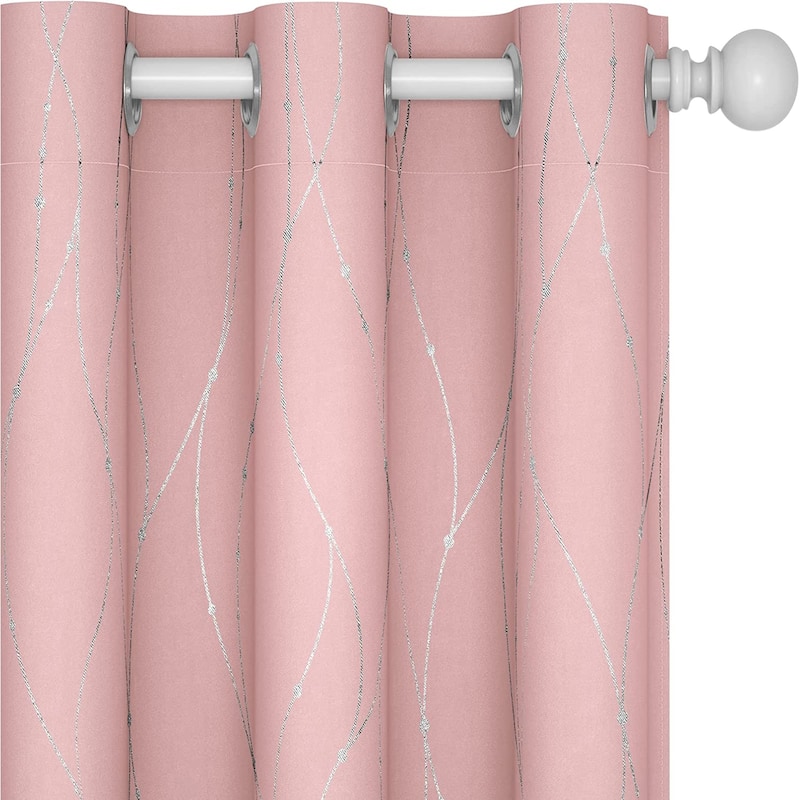 Deconovo Colorful Silver Line and Dots Curtains 38 Width(2 Panel)