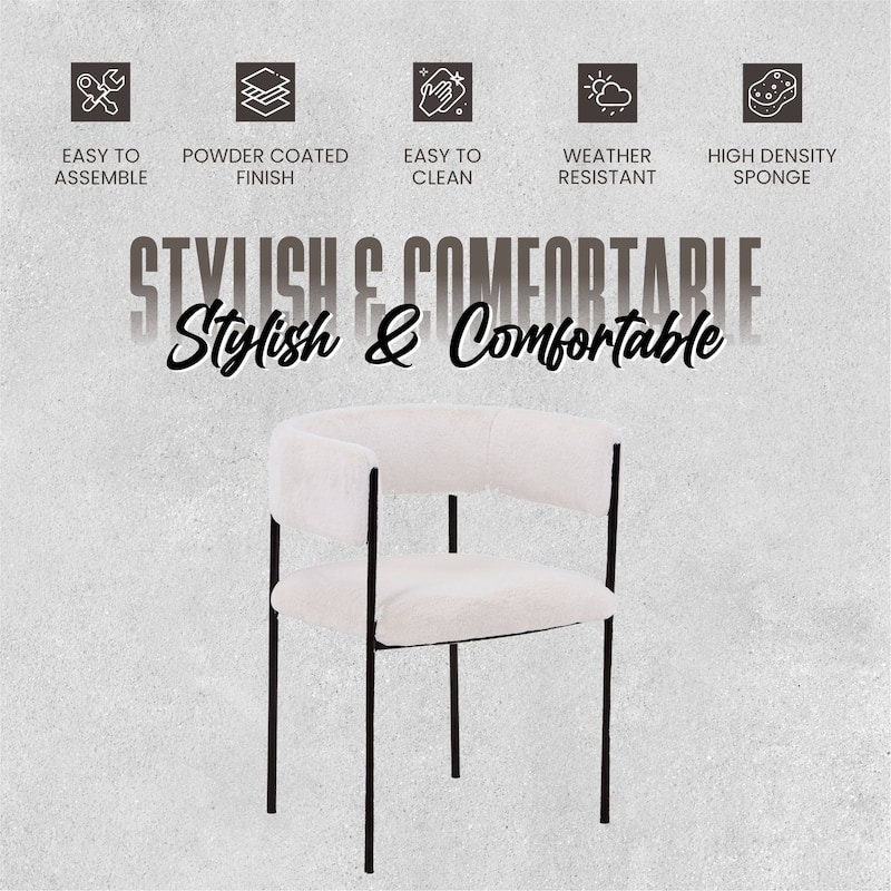 Dining Chair in Leather with Open-Back and Powder Coated Iron Legs Set of 4